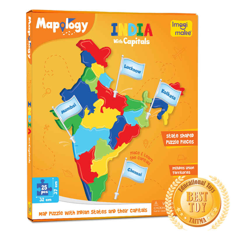 Imagimake Mapology India States Capitals Puzzle | Interactive Learning Toy | 25 Pcs | 5+ years