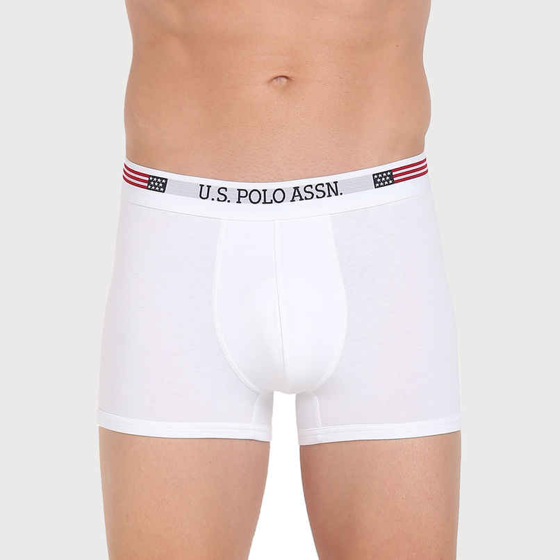 USPA Mid Rise Cotton Spandex Mens Trunk - White - S USPA Mid Rise Cotton Spandex Mens Trunk - White - S