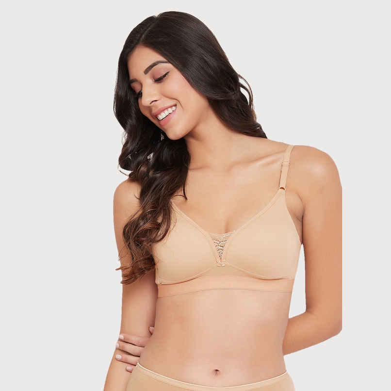 Clovia Non-Padded Non-Wired Full Coverage T-Shirt Bra - Light Pink, Beige | 36D