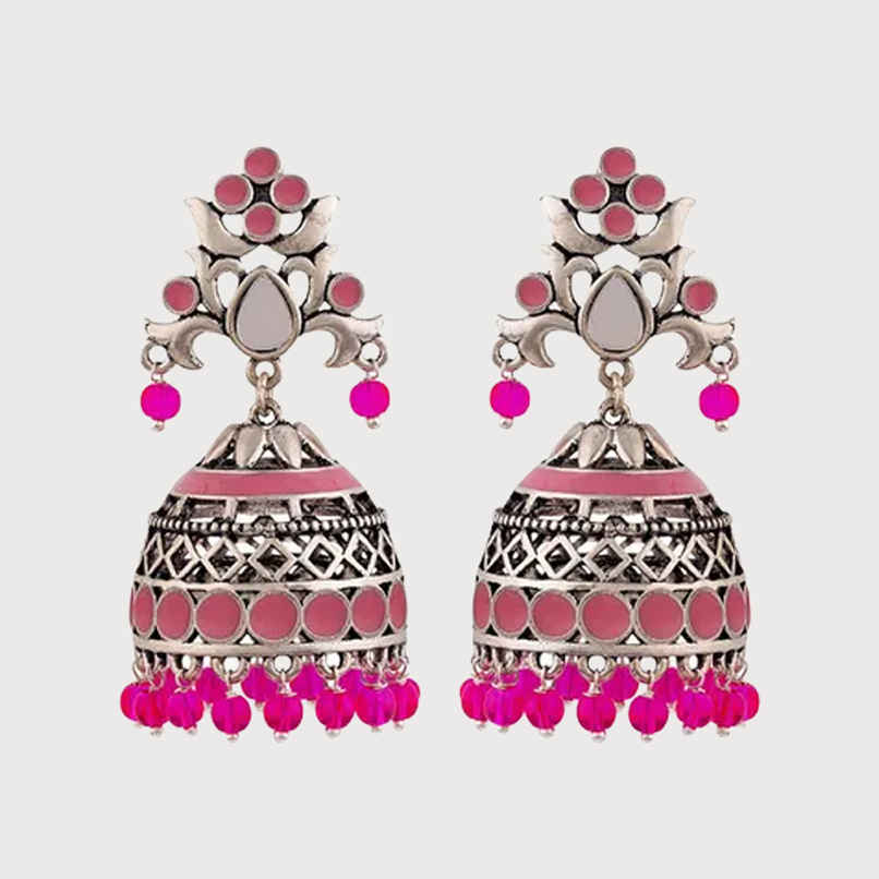 Voylla Rangabati Pink Embellisheds Jhumka Earrings Voylla Rangabati Pink Embellisheds Jhumka Earrings