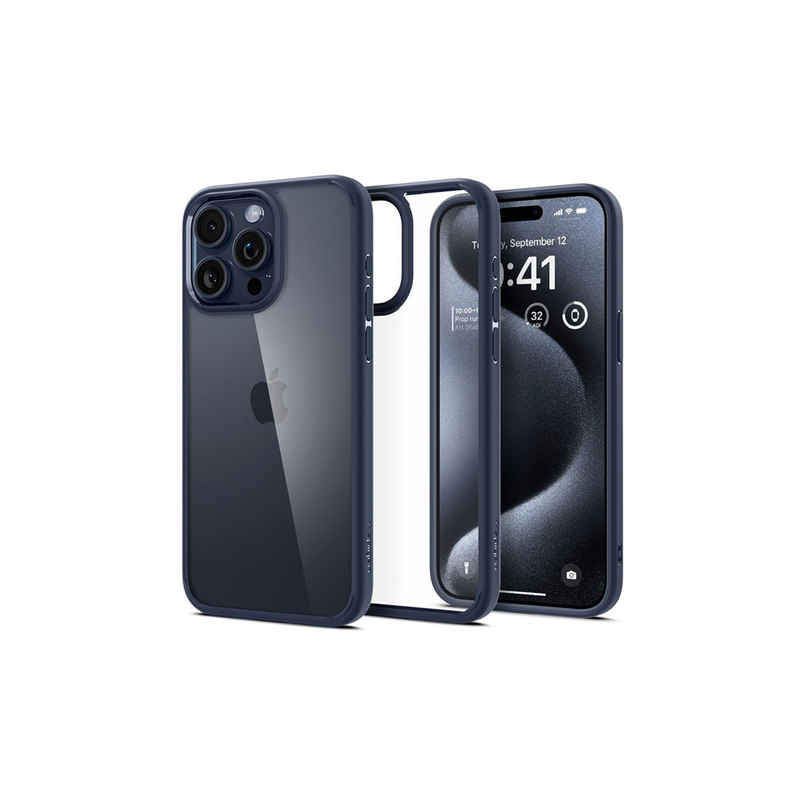 Spigen Ultra Hybrid Back Cover Case for iPhone 15 Pro Max(TPU + Poly Carbonate|Navy Blue)