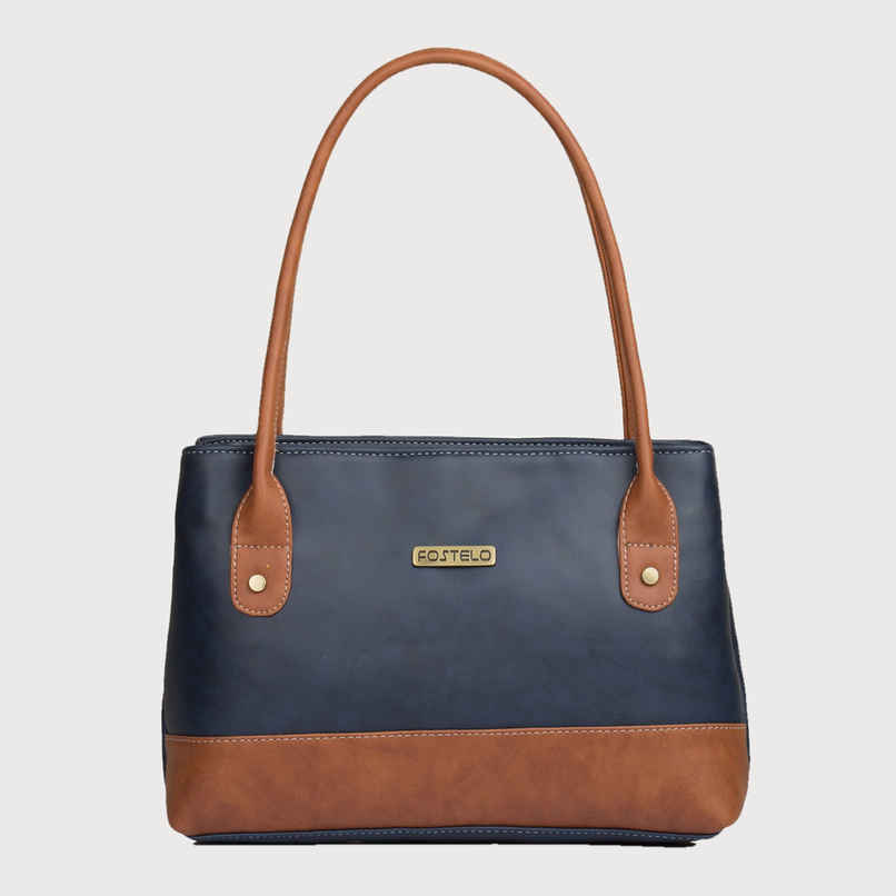 Fostelo Women's Vegan Leather Zara Handbags Shoulder Hobo Bag Ladies Purse | Blue | Medium