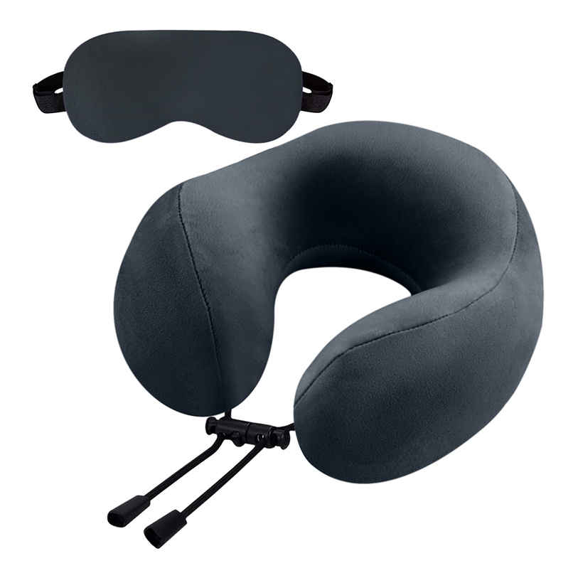 Billebon Unisex Memory Foam Neck Pillow with Eye Mask | Grey - One Size Billebon Unisex Memory Foam Neck Pillow with Eye Mask | Grey - One Size