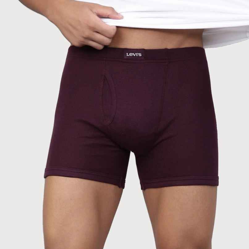 Levi's Men Pure Cotton Long Length Trunk | Ultrasoft Natural Hand Feel Waistband | Wine - S