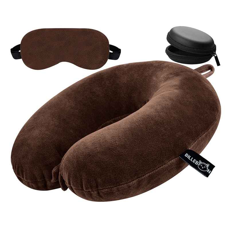 Billebon Unisex Silk Neck Pillow with Eye Mask | Brown Billebon Unisex Silk Neck Pillow with Eye Mask | Brown