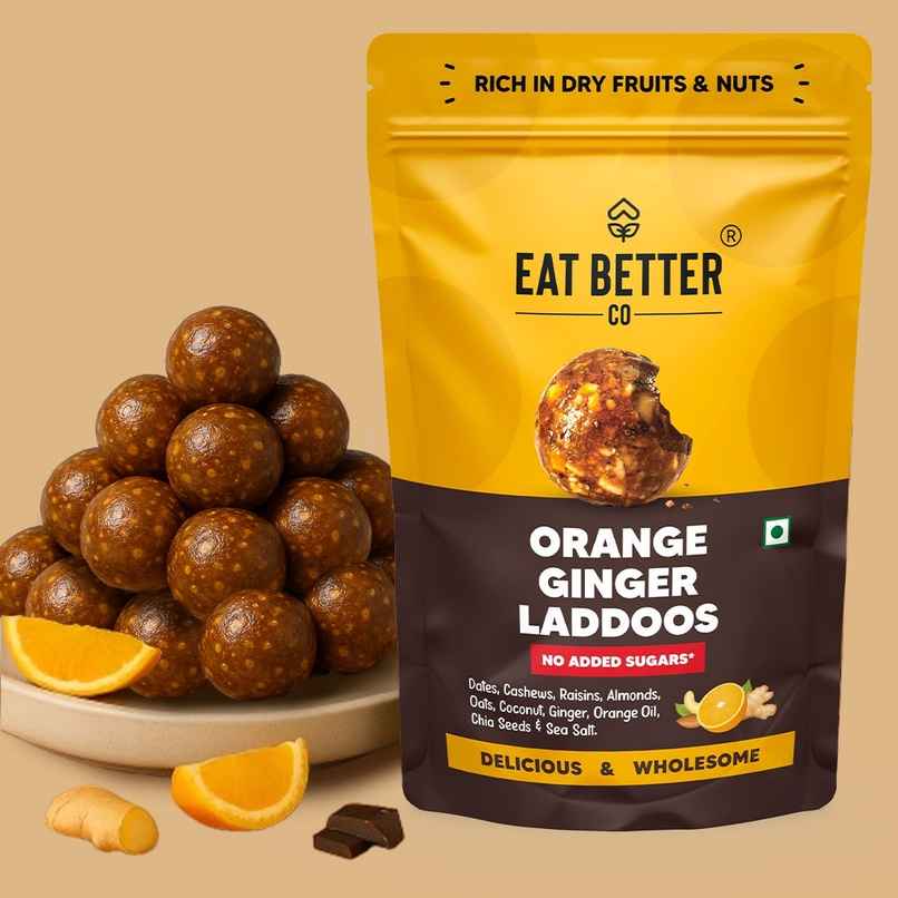 Eat Better Co Orange & Ginger Laddoos | No Added Sugar | High Protein | Truly Natural