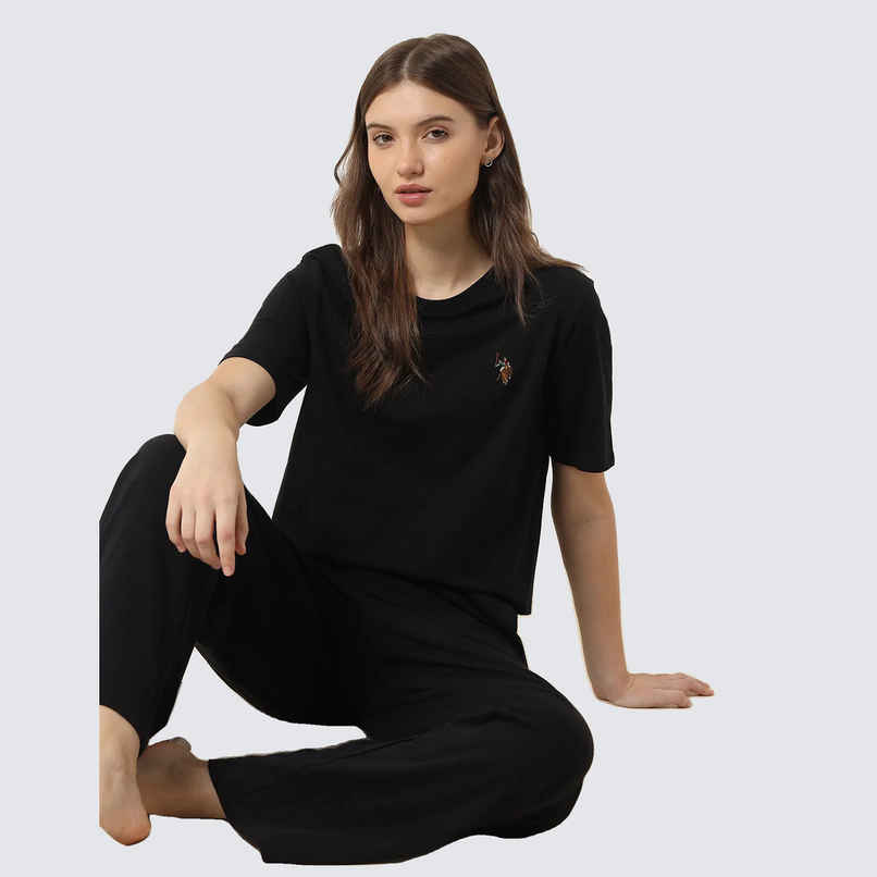 U.S. Polo Assn. Women's Boxy Fit Lounge T-Shirt | Black - S