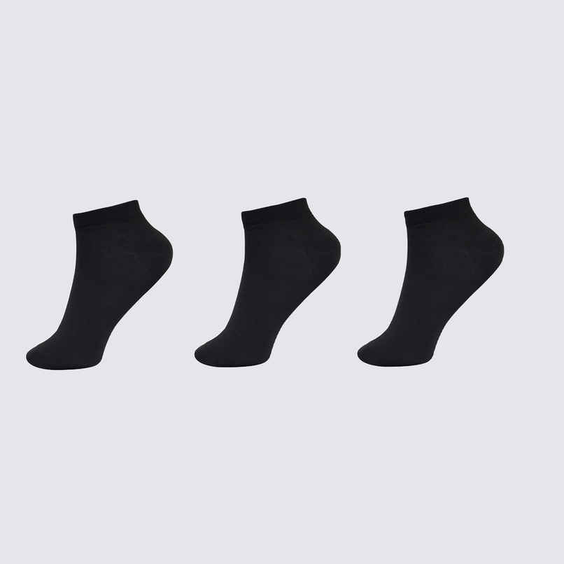 Luxrio Men's Solid Ankle Length Cotton Socks | SCK-21-3-PK-ANKL-BLK | Black - Free Size