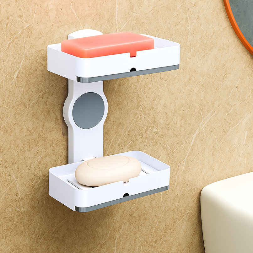 Zedak 2-in-1 Shelf Adhesive Bathroom Plastic Soap Case/ Holder | White Zedak 2-in-1 Shelf Adhesive Bathroom Plastic Soap Case/ Holder | White