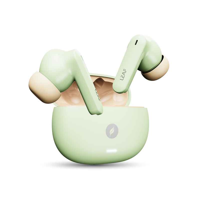 Leaf Buds X334 True Wireless in Ear Earbuds AI Sound App, 40H Playtime, Quad Mic with ENC, Matcha