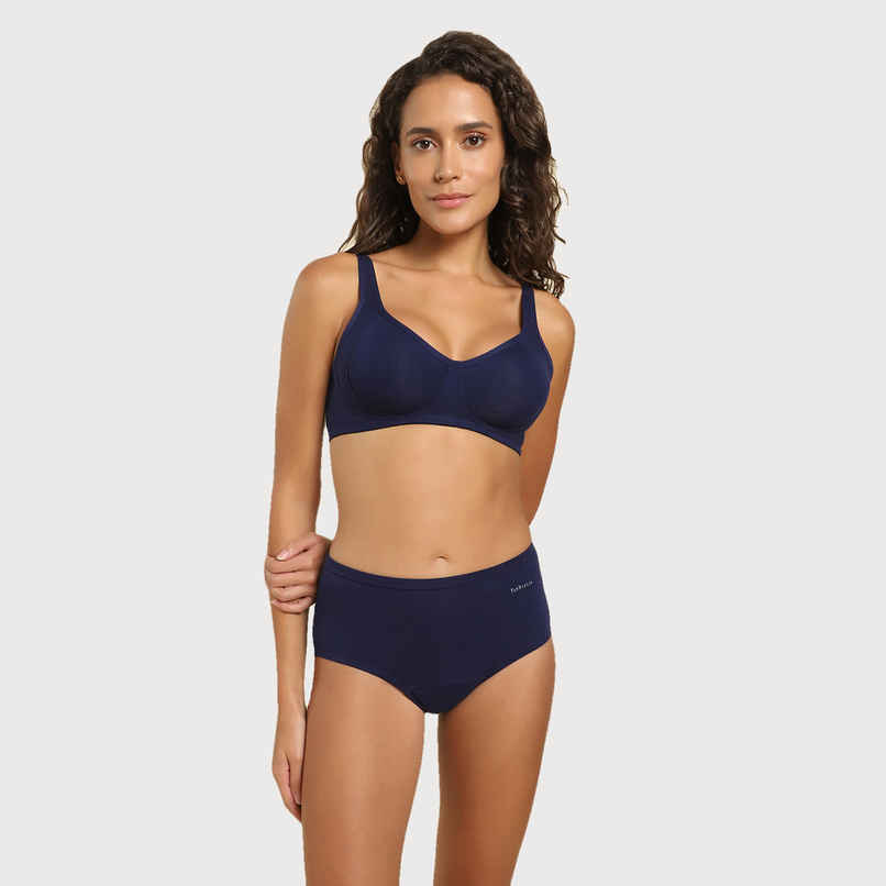 Van Heusen Women Deep Sea Navy Solid Side Support Panel No Spill Comfort Bra |32C