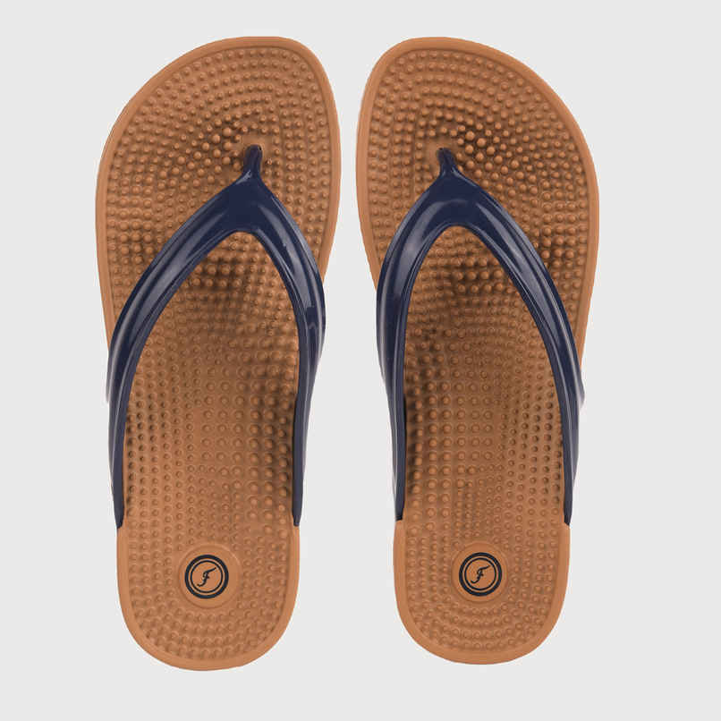 Action Women's Hran-62 Ortho Slippers | Acupressure Insole | Pain Relief Insole | Wood and Blue - UK 4