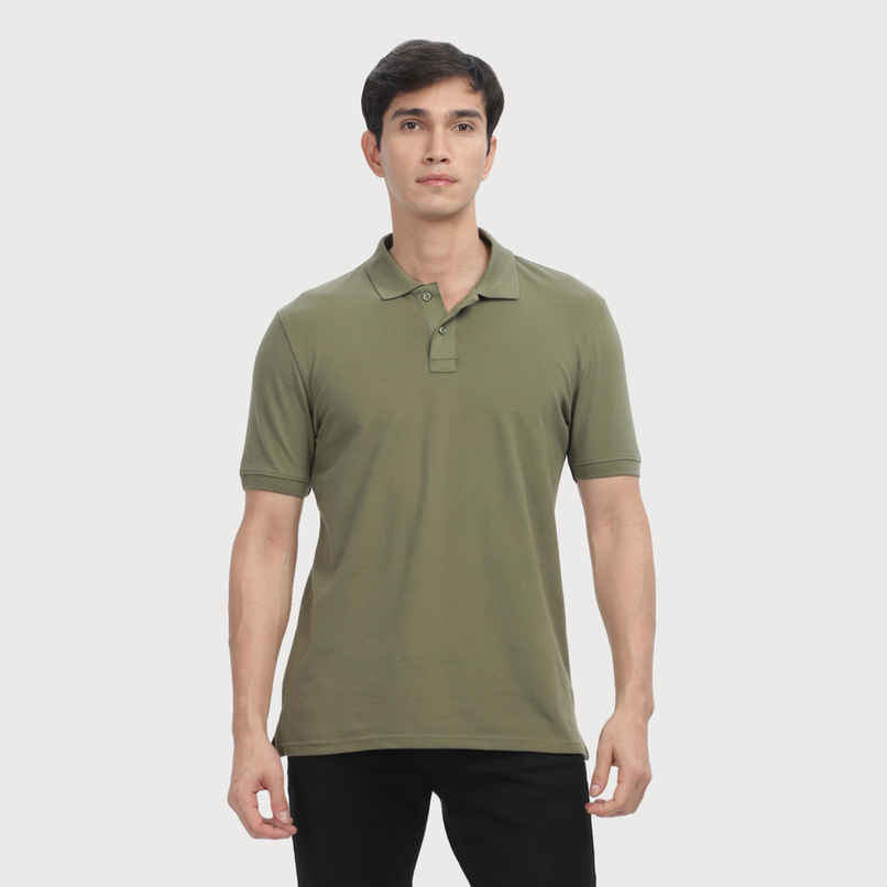 OUTLAWS Men's Premium Cotton Lycra Polo T-Shirt | Olive - 2XL