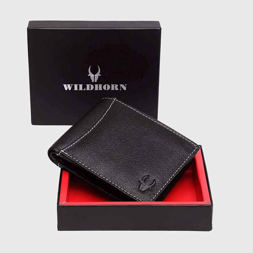 Wildhorn Men's Genuine Leather Bi-fold Wallet | Black