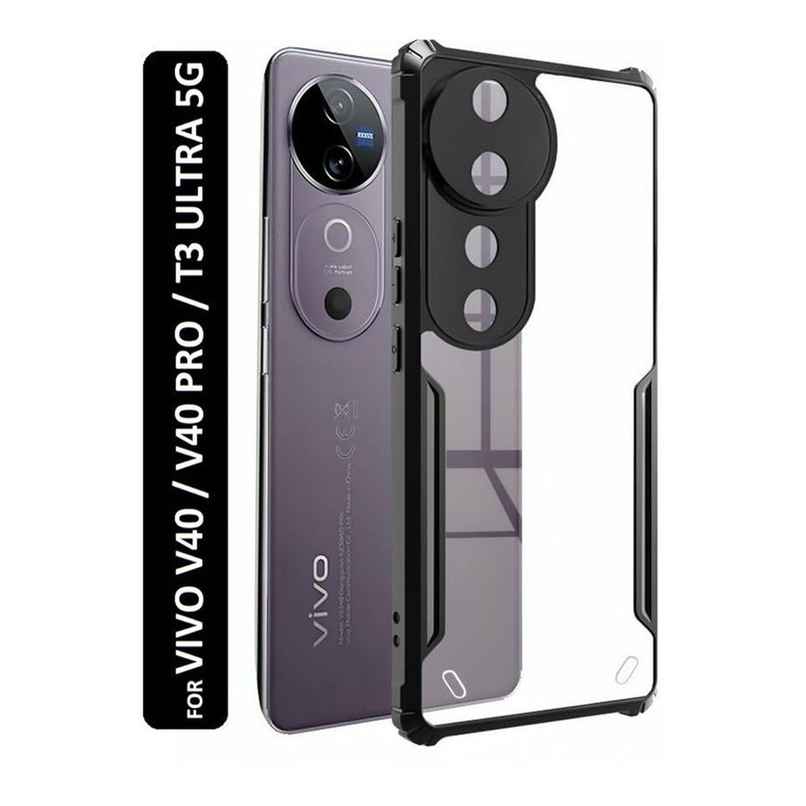 Kwine Case Vivo V40 / V40 Pro / T3 Ultra Back Cover - Black Bordered Transparent Case