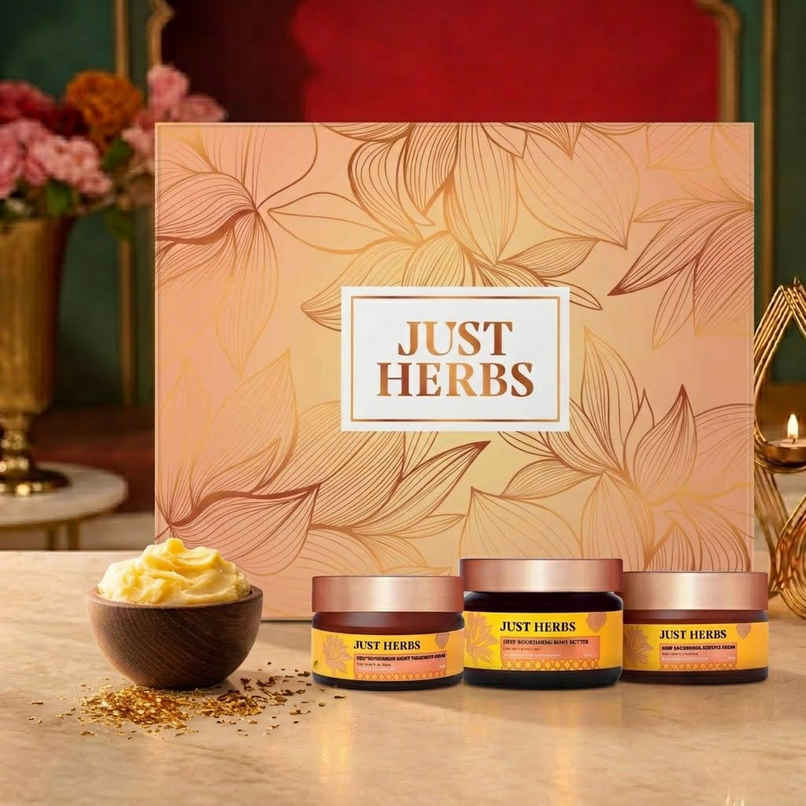Justherbs Golden Nourish Gift Set | Gifts For Her | 24K Gold & Pure Ghee Ritual