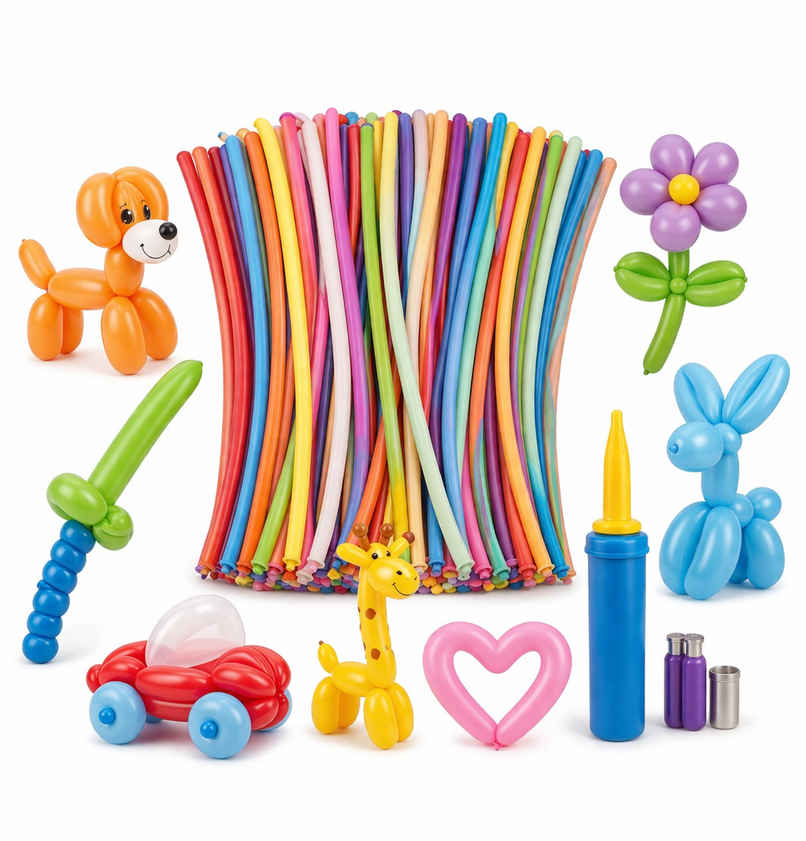 Long Twisting Rainbow Balloons 100Pcs with Balloon Pump for Kids | BeyondLuv Long Twisting Rainbow Balloons 100Pcs with Balloon Pump for Kids | BeyondLuv