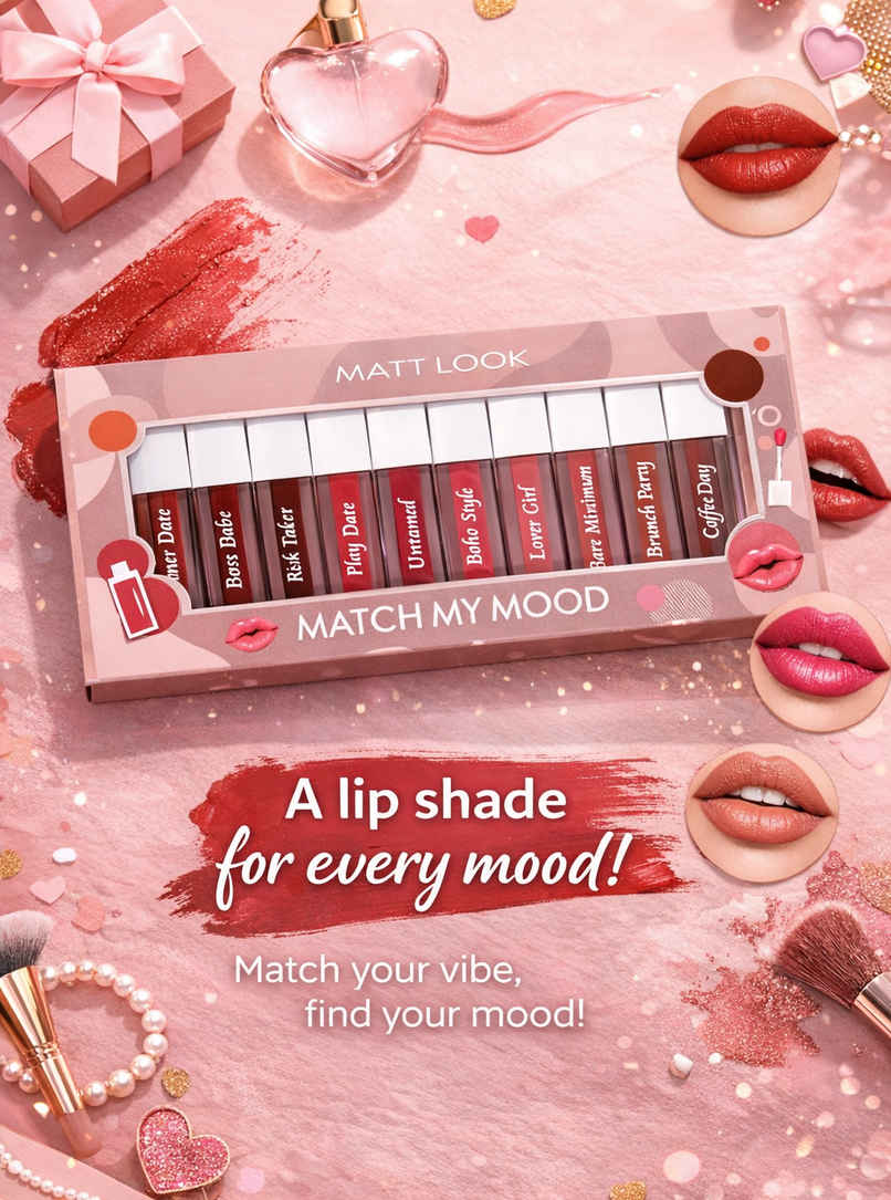 Mattlook Match My Mood Liquid Lipstick Set | Enriched with Jojoba Oil | Most Running Shades Mattlook Match My Mood Liquid Lipstick Set | Enriched with Jojoba Oil | Most Running Shades