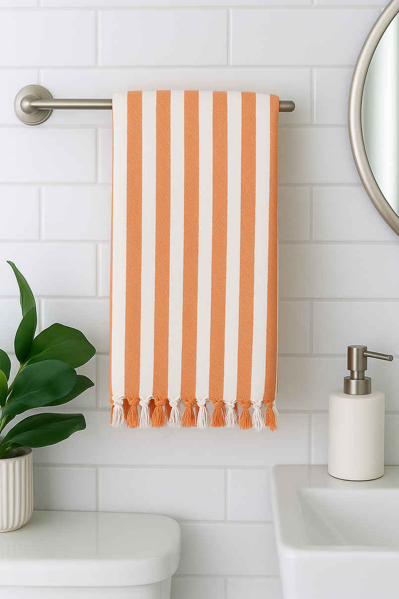 HD Creations Juno Cotton Bath Soft Orange Stripe