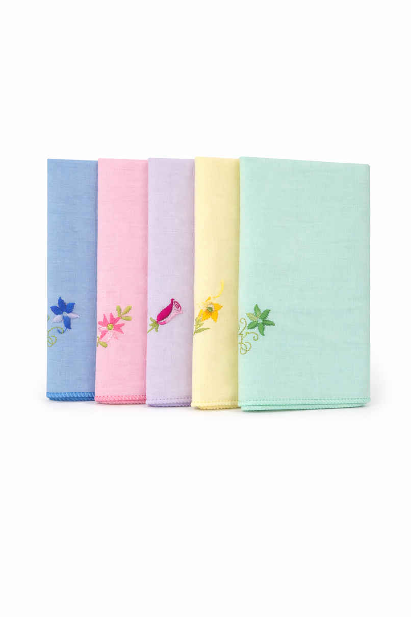 Englo Women's Embroidered Cotton Handkerchief | Multicolour - One Size Englo Women's Embroidered Cotton Handkerchief | Multicolour - One Size