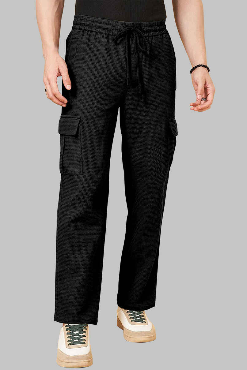 FTX Men's Solid Regular Fit Drawstring Multipocket Polyester Cargo | Black - M FTX Men's Solid Regular Fit Drawstring Multipocket Polyester Cargo | Black - M