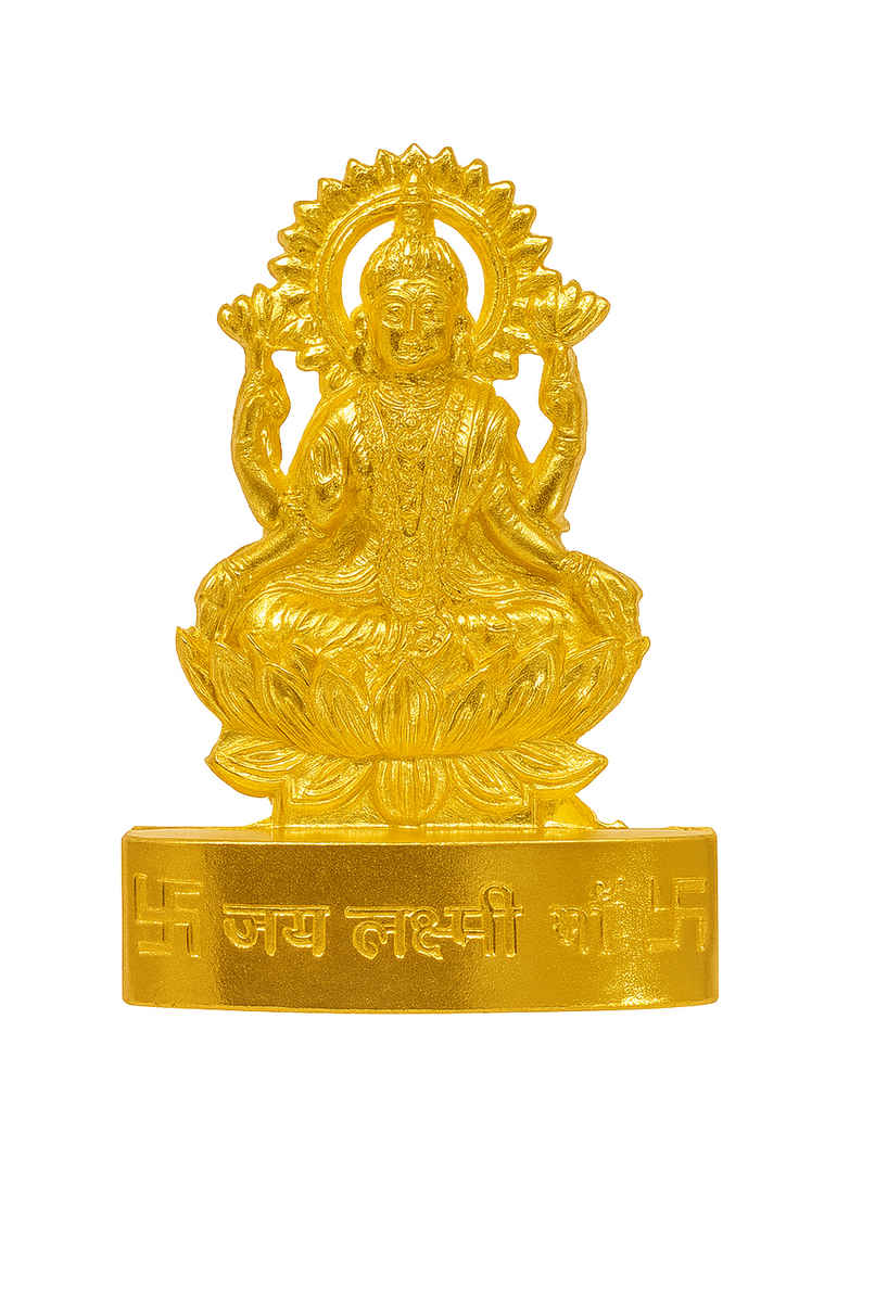 Pure Goddess Lakshmi Idol | 2.5 in | Zinc Metal with Gold Coating | Puja & Decor | Cycle