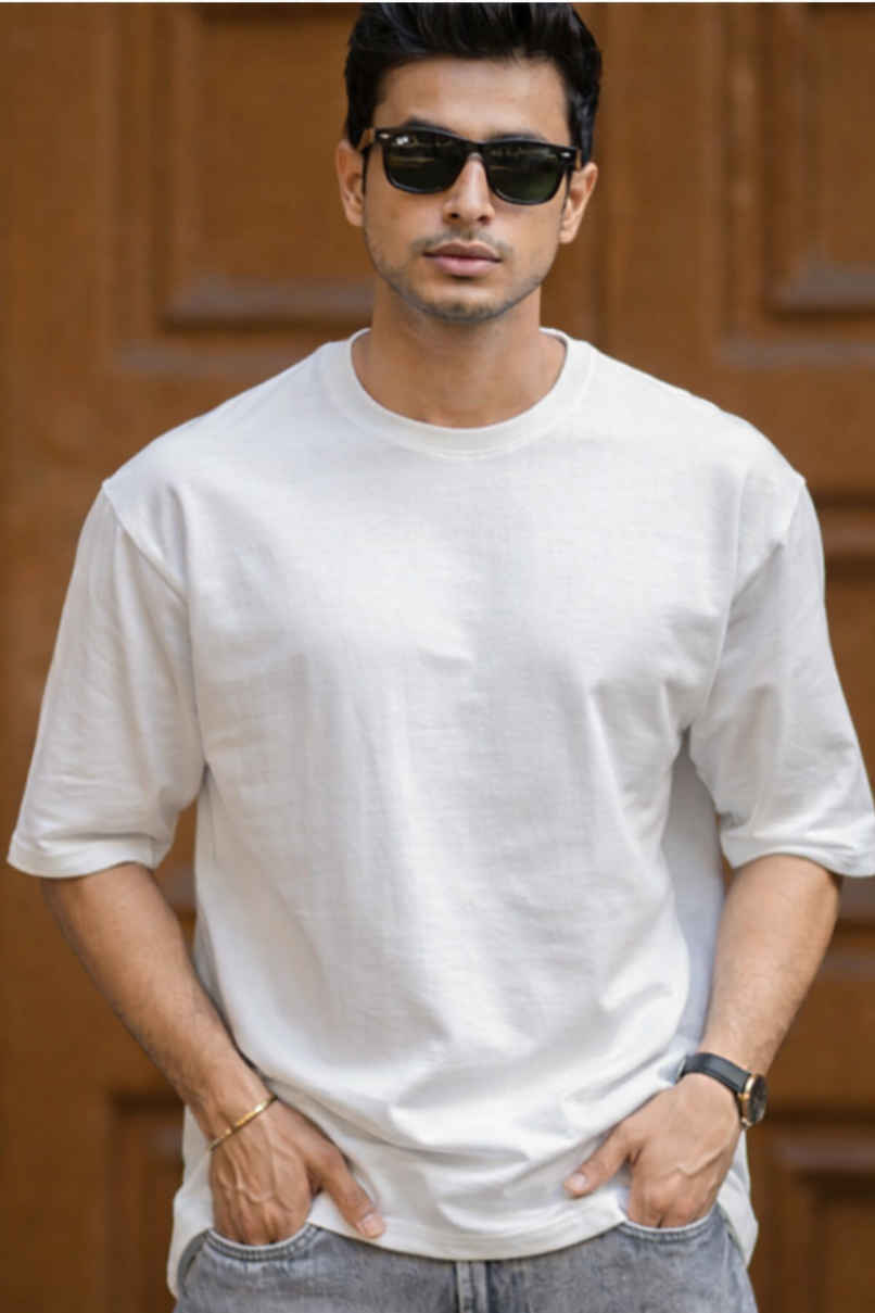 Gcyx Mens Over Size T Shirt / 60% Cotton 40% Polyester | White - M