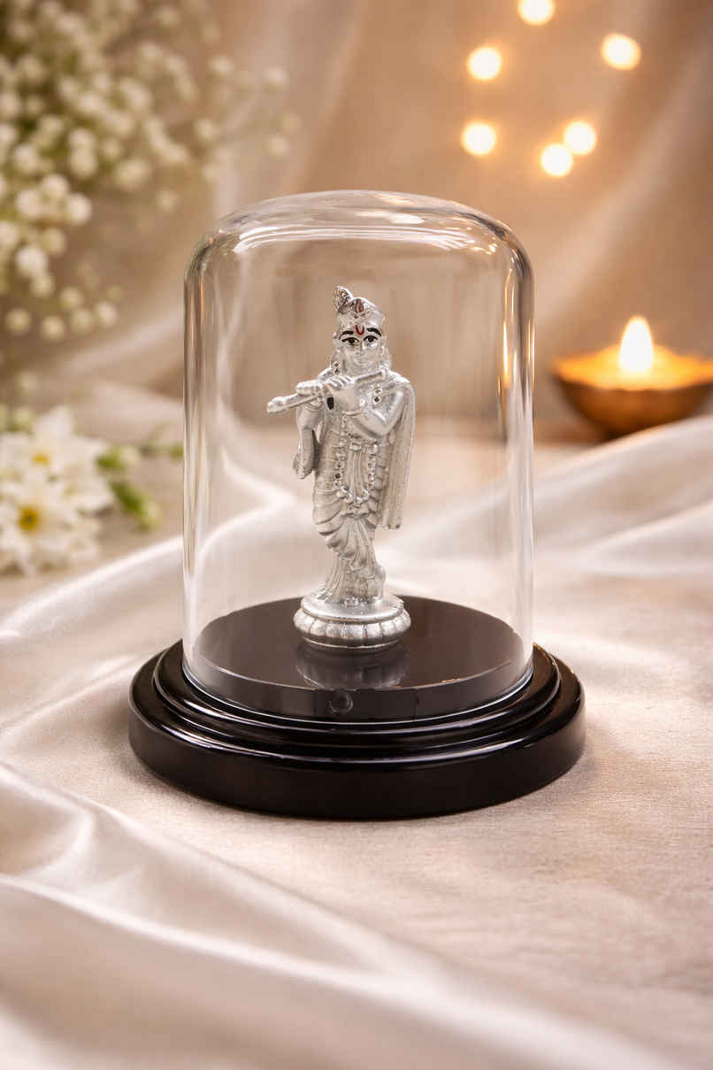 Pure Krishna and Calf Silver Idols for Home Temple | 3 gm | PNG Jewellers