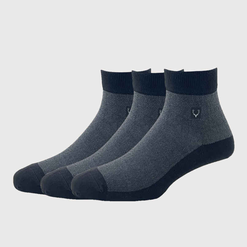Allen Solly Men's Cotton Quarter Crew Pique Pattern Socks - Black