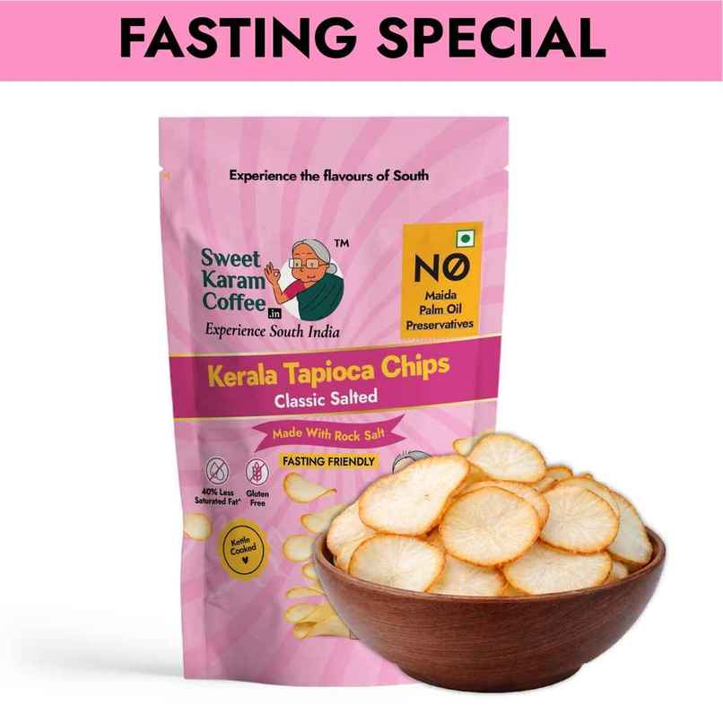 Sweet Karam Coffee Rock Salt Tapioca Chips - Fasting(Vrat) Special Sweet Karam Coffee Rock Salt Tapioca Chips - Fasting(Vrat) Special
