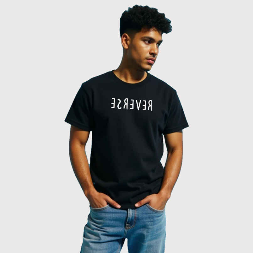 Mad Over Print Men's Reverse T-shirt | Black - S Mad Over Print Men's Reverse T-shirt | Black - S