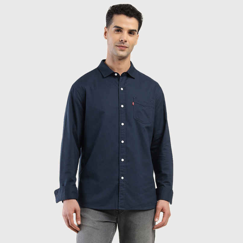 Levi's Men's 100% BCI Cotton Oxford Shirt | Navy Blue - S