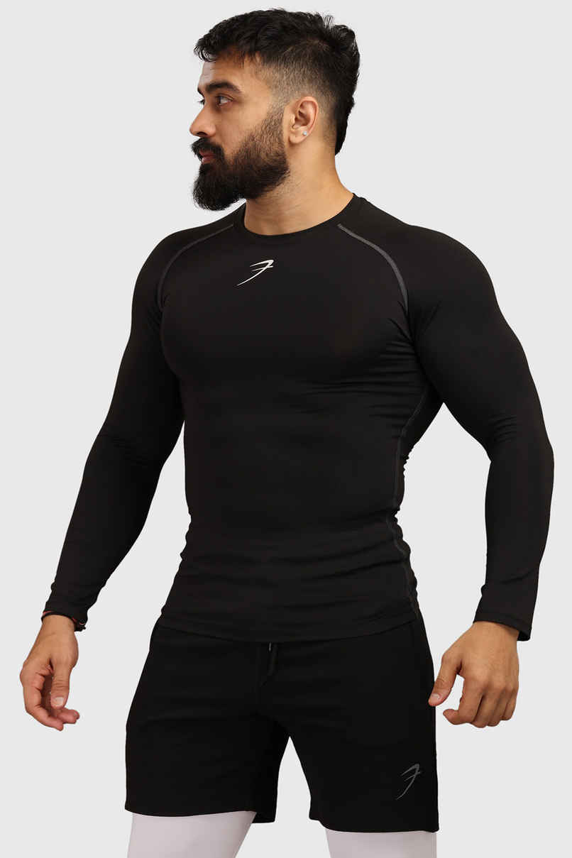 Fuaark Men's Compression Full Sleeve GYM T-shirt | Black - M Fuaark Men's Compression Full Sleeve GYM T-shirt | Black - M