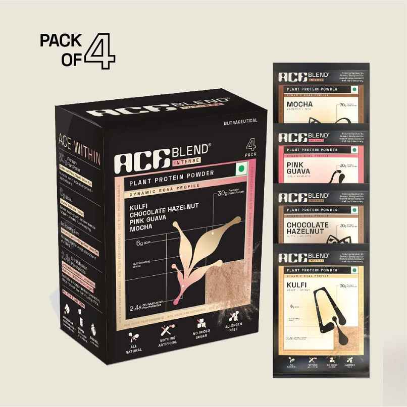 Ace Blend Intense Plant Protein Mix Pack of 4 Flavours
