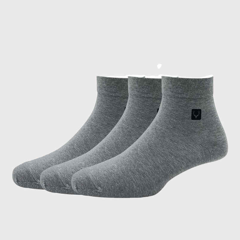 Allen Solly Men's Cotton Quarter Crew Plain Socks - Light Grey Melange