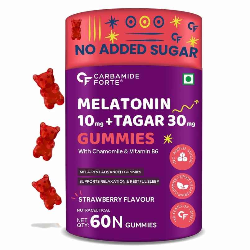 Carbamide Forte Melatonin 10mg sleep Gummies with TAGARA, L Tryptophan & Vitamin B6 Sleep Supplement