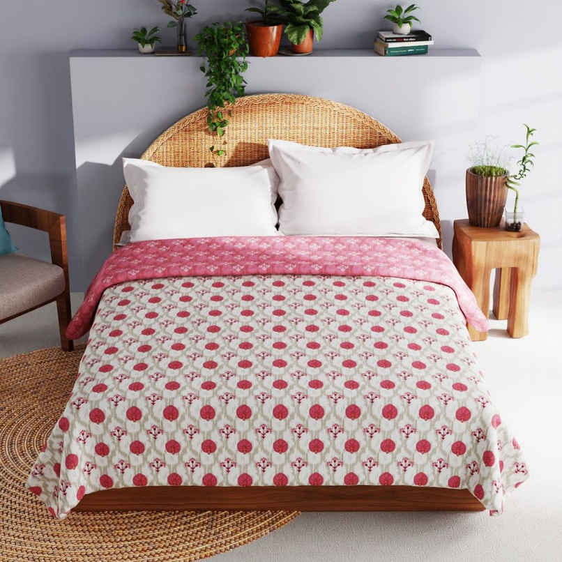 Bianca Extremely Soft 100% Muslin Cotton Dohar Pure Cotton Double Size Mezzo Ornamental-White/Peach