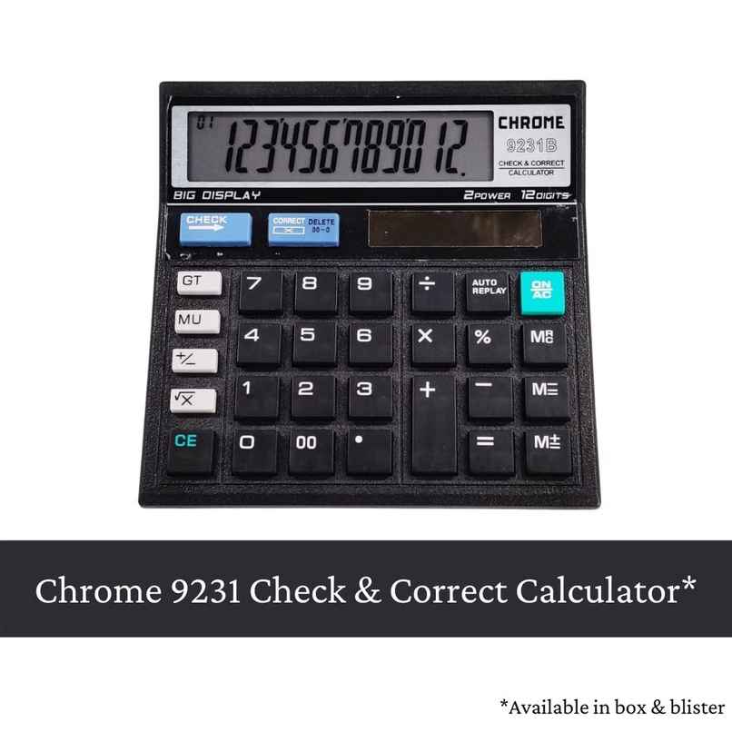 Chrome Calculator Black Blister (12 Digit)