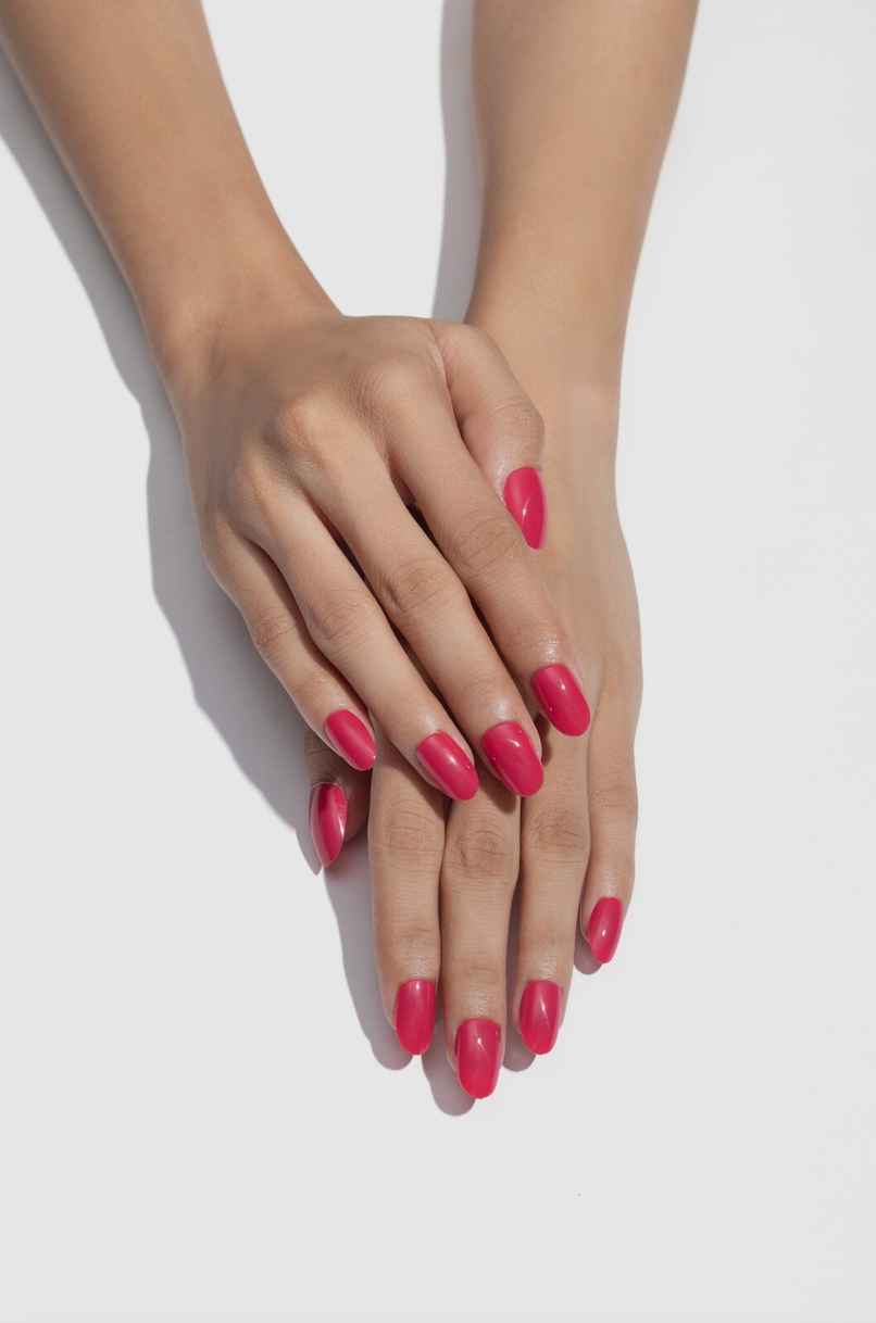 Pep Nails | Candy Pink | Hand Nails | Medium Round | Glossy Solid Press On Nails | 24 Tips