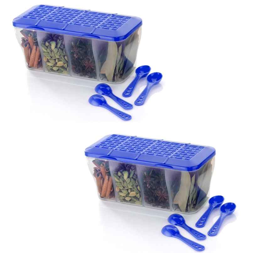 2Mech Kitchen Storage Container With Spoon | 4 Section | Set of 2