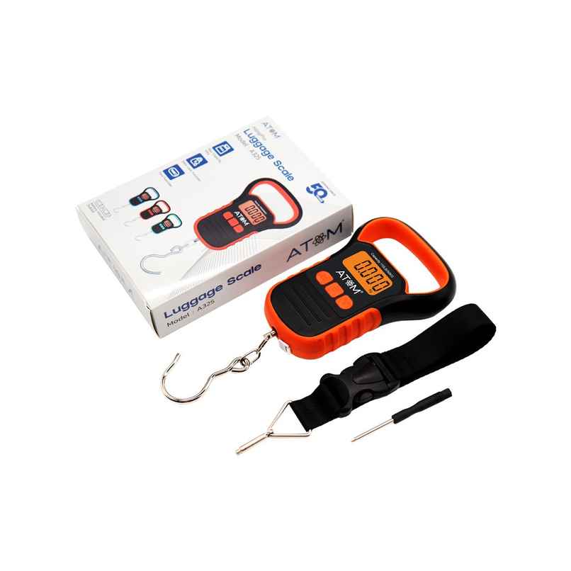 ATOM Aliston A 325 Digital Hanging Scale With Capacity 50 kg | Stainless Steel Hook For Luggage