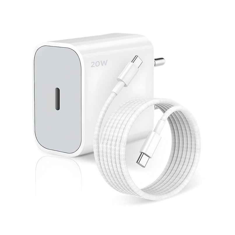 Ailkin 20W Fast Charger with USB-C to C Braided Cable| for iPhone 15|16 Series & Type C Phones