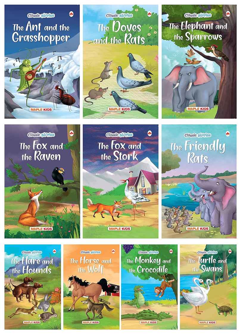 Story Books for Kids - Classic Stories (Illustrated) (Set of 10 Books) - Moral Stories