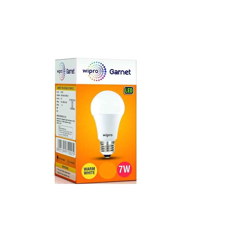 Wipro Garnet 7W LED Bulb | Warm White (2700K) | | E27 Base Holder