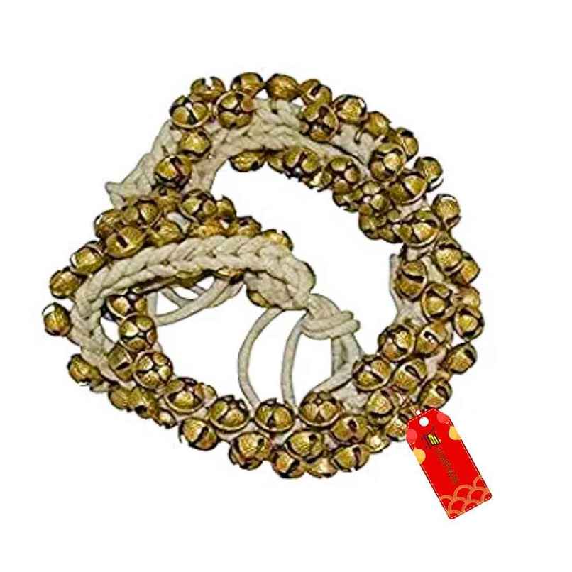 Uapan Brass Ghungroo Big White String Pair 100+100 Uapan Brass Ghungroo Big White String Pair 100+100