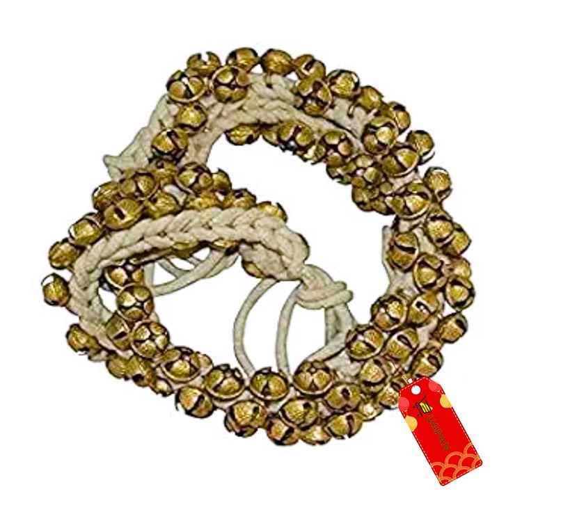 Uapan Brass Ghungroo Big White String Pair 100+100