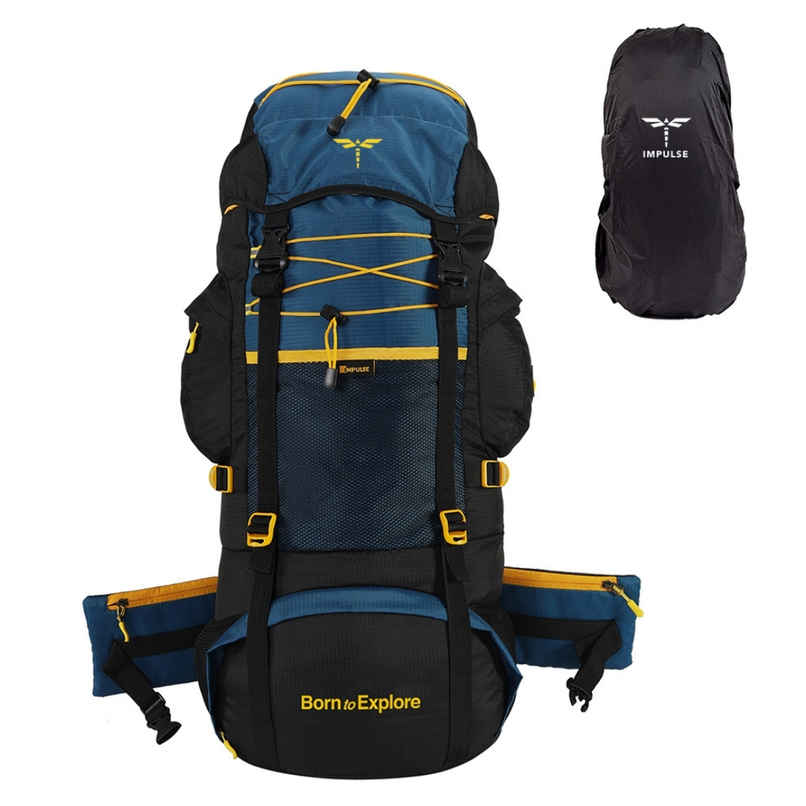 Impulse Banyan Trekking Rucksack with Rain Cover | Blue - 75 L