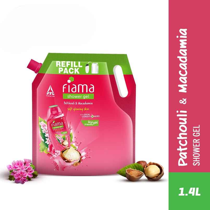 Fiama Shower Gel Patchouli & Macadamia Body Wash with Skin Conditioners for Soft Glowing Skin,Pouch