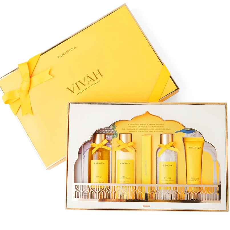 Kimirica Vivah Indulgence Gift Set | Perfume, Bath & Body Essentials | With Marigold & Turmeric