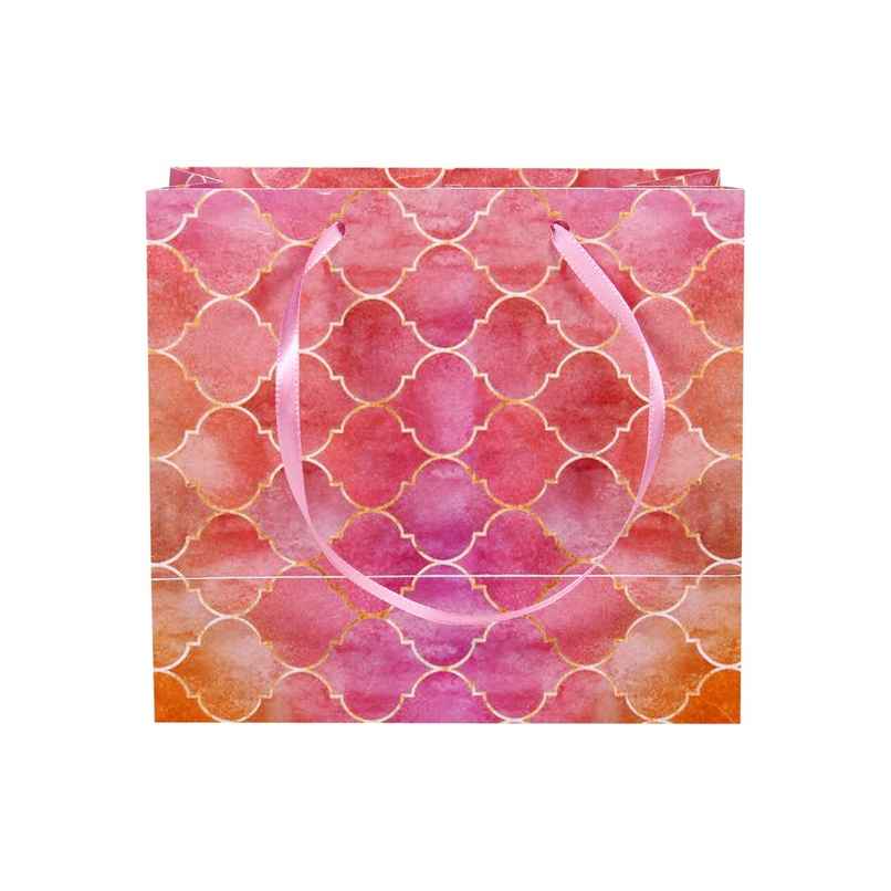 Itsy Bitsy Gift Bags Moroccan Trellis Rosy Shimmer L16 x W17.5 x D9.2cm Gol